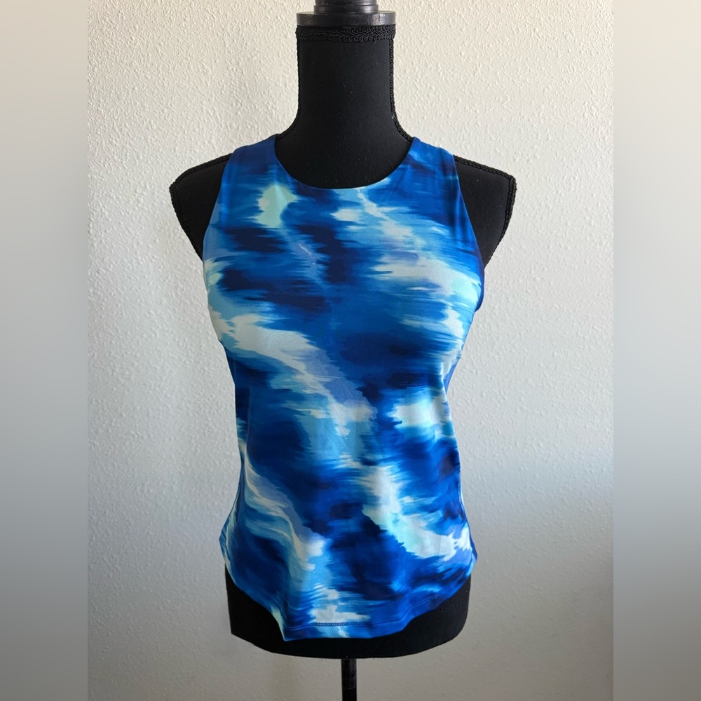Ideology Tartan Blue and White sport build in bra  Top
Size S NWT